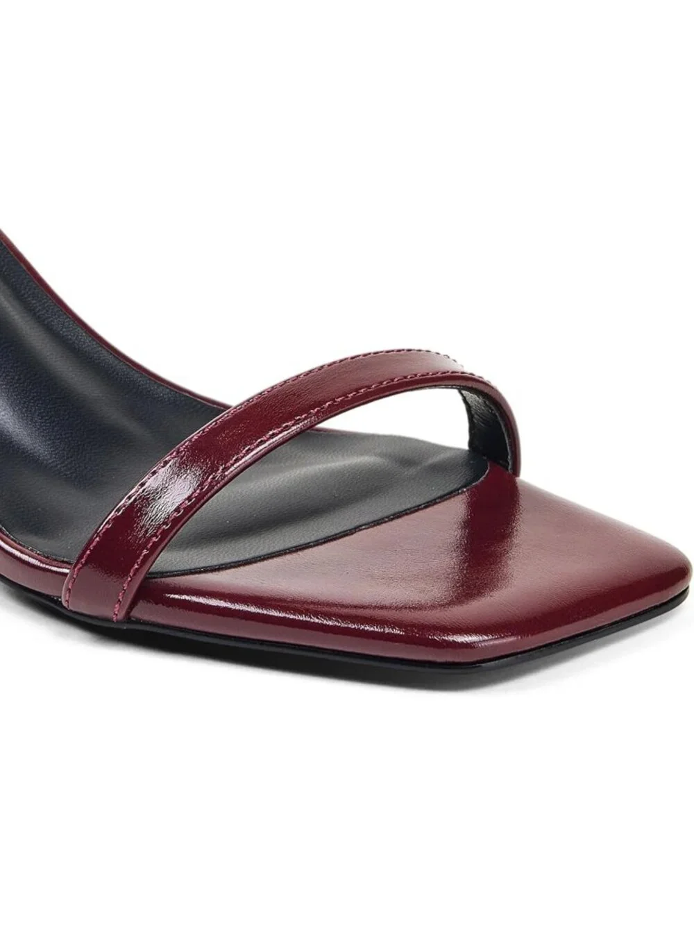 Women's Wine Red Kitten Heels Square Open Toe Ankle Strap Sandals Strappy Heels